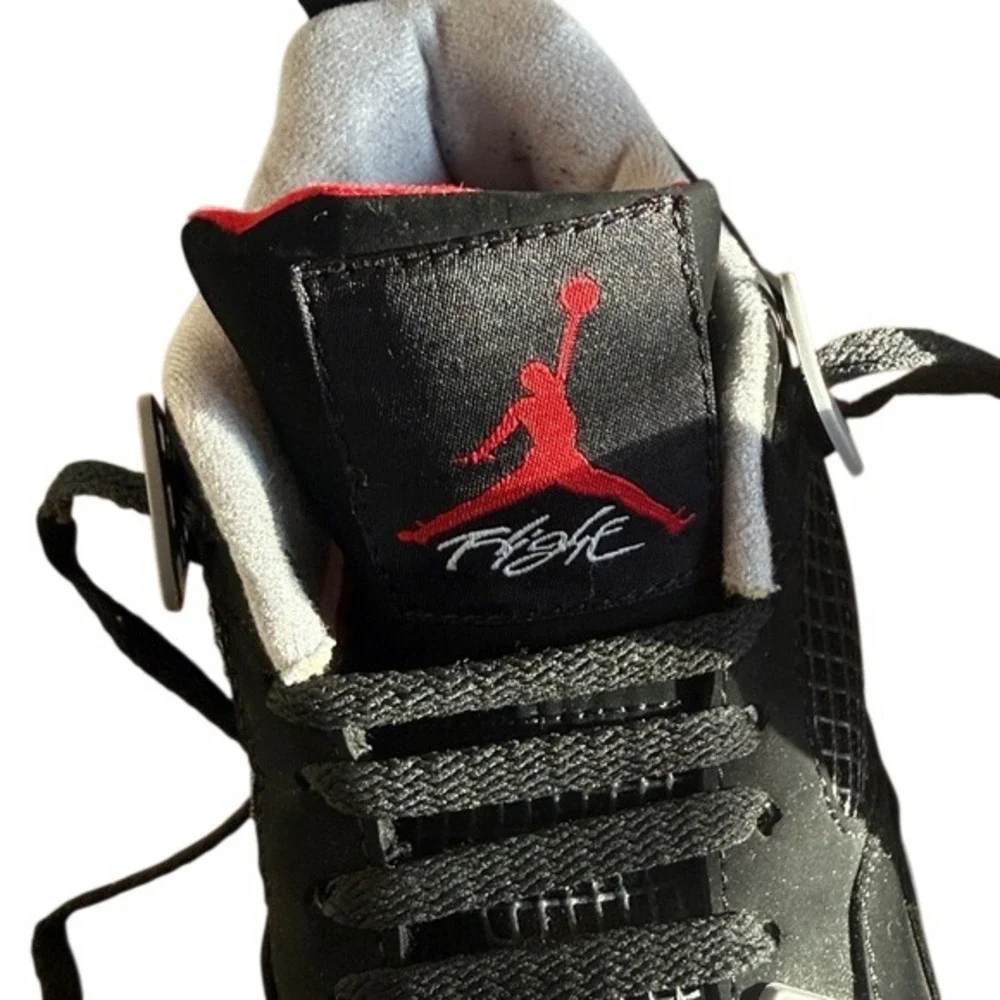 Air Jordan‎ 4 Retro Black Red White Mens Basketball Shoes Size 12